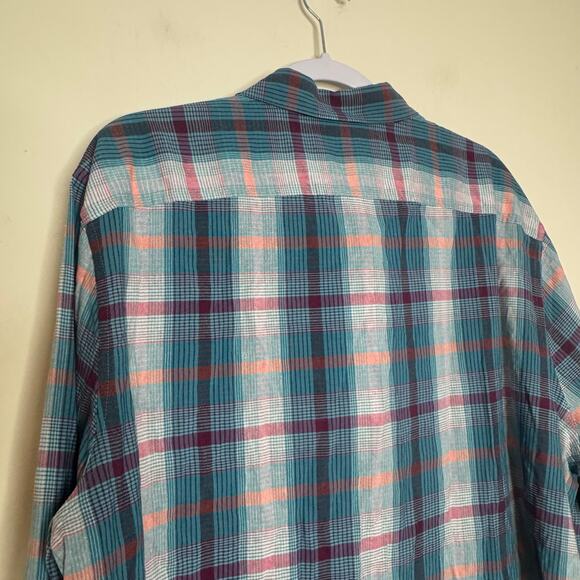 Penguin Men’s Button Down Shirt Blue Green Plaid Long Sleeve NWT Size 2XL - Picture 7 of 11